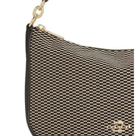 COACH Like NEW Legacy Black/White Jacquard & pebble leather Luxury Bag